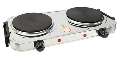 Edelstahl Doppelkochplatte silber Elektroplatte Camping Kochfelder Heizplatten