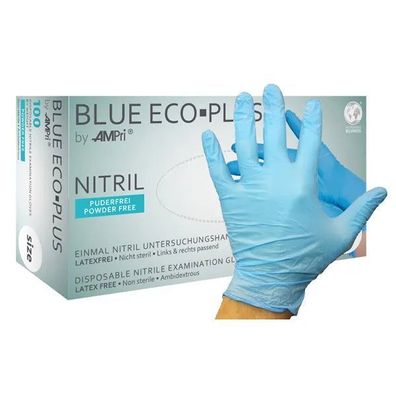 Blue EcoPlus NitrilHandschuhe Ungepudert Blau Gr. L 100 St
