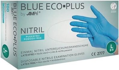 Blue EcoPlus NitrilHandschuhe Ungepudert Blau XL 100 Stk