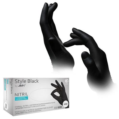 Nitril Handschuhe Style Black, Ungepudert, Schwarz, Größe XL, 100 Stück