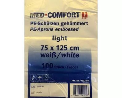 PEEinmalSchürze Weiß Gehämmert 100 Stück Packung