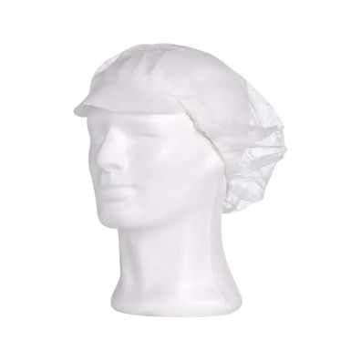 PPBaretthauben Mit Schirm Weiß Spinnvlies 50cm, 100 Stück