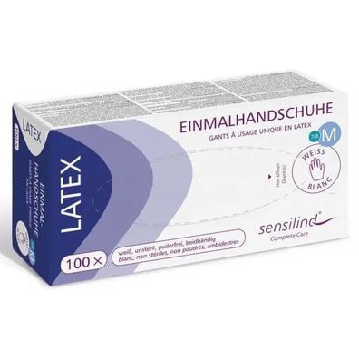 Sensilind Latex Einmalhandschuhe Weiß Puderfrei Gr.M 100 Stück