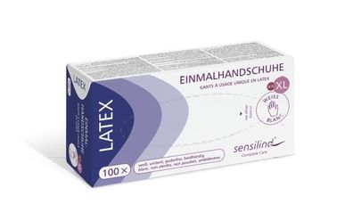 Sensilind Latex Einmalhandschuhe XL Weiß, Puderfrei, 100 St/Box