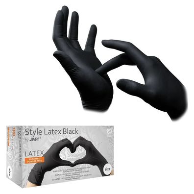 Style Latex Black Einweghandschuhe Ungepudert, Größe S, 100 Stück