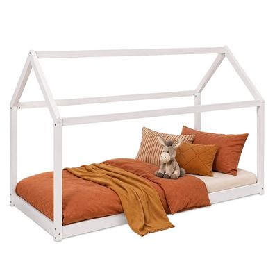 Kinderbett Kinderhaus Spielbett Hausbett Holzbett weiss 90 x 200cm 1849