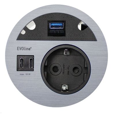 EVOline Circle80 Einbausteckdose mit USB-Charger C/C mit USB 3.0