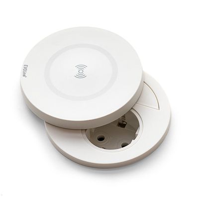 EVOline Circle80 Einbausteckdose mit USB-Charger C/C und DisQ Induktion-Charger,
