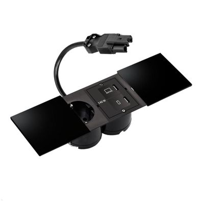 Bachmann DUE Einbausteckdose 1x Steckdose, 1x USB-C Modul, Deckel, schwarz