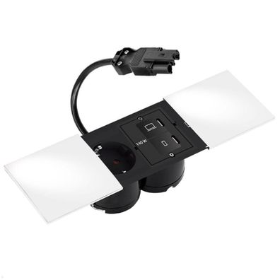 Bachmann DUE Einbausteckdose 1x Steckdose, 1x USB-C Modul, Deckel, weiß