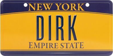USA Kennzeichen mit Namen, Blechschild, DIRK, NEW YORK , (27)