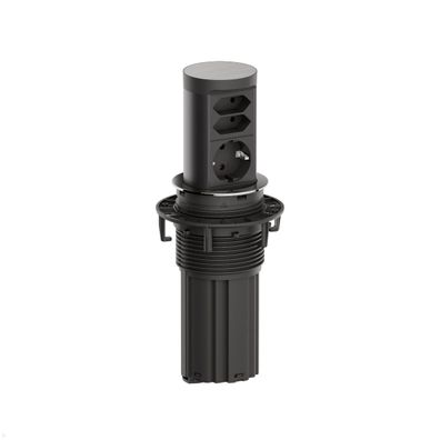 Bachmann Elevator 2 versenkbare Einbausteckdose 3-fach, 1x CEE7/3, 2x Euro, Edel