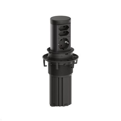 Bachmann Elevator 2 versenkbare Einbausteckdose 3-fach, 1x CEE7/3, 2x Euro, Schw