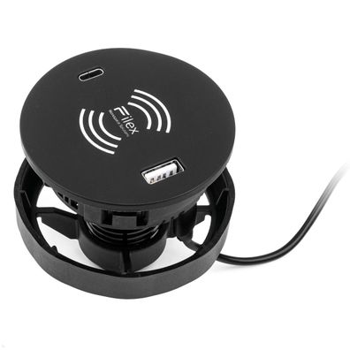 Fellowes Qi Power-Spot Wireless Charger mit USB-A und USB-C (100091512), schwarz