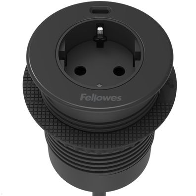 Fellowes Power-Spot Push Einbausteckdose mit USB-C Charger 30W (100138105), schw
