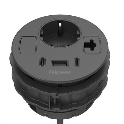 Fellowes Power-Spot Einbausteckdose mit 1x USB-A und 2x USB-C Charger 45W ( 1001