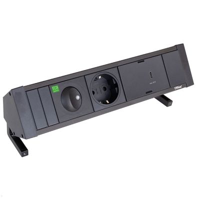 EVOline Dock Square – ECOswitch 1x Schuko, 1x Schalter, 1x Wechselcharger, Schwa
