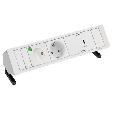 EVOline Dock Square – ECOswitch 1x Schuko, 1x Schalter, 1x Wechselcharger, Weiß