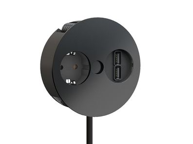 Bachmann Twist 1x Steckdose, USB-Charger (931.131) schwarz matt