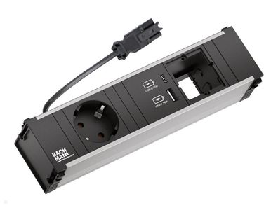 Bachmann CONI 3-fach Modulträger, 1x Steckdose, 1x USB-A/C Charger, 1x CM (912.1