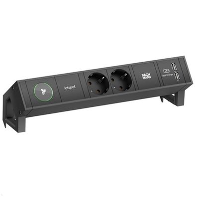 Bachmann Desk 2 - 2x Steckdose mit iotspot, USB-Charger A/A, schwarz (902.800)
