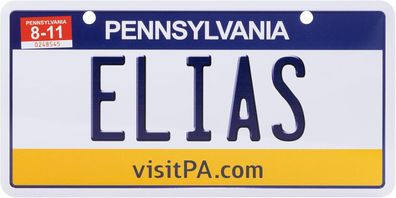 USA Kennzeichen mit Namen, Blechschild, ELIAS , Pennsylvania , (29)