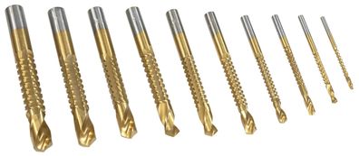 HSS Titan Fräsbohrer-Satz 10-teilig 3-13 mm Rundschaft