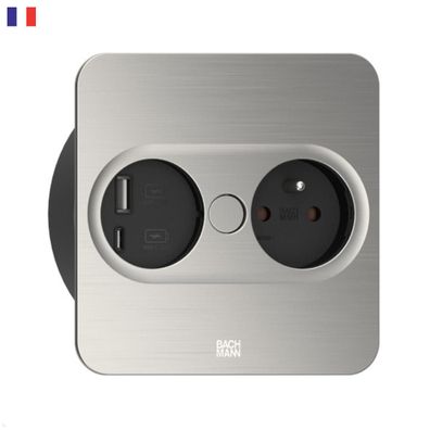 Bachmann TWIST 2 1x FR Steckdose UTE 1x USB-Charger A/C, eckig (946.007) Edelsta