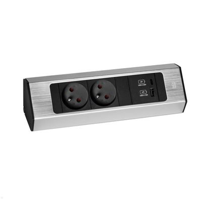 Bachmann CASIA 2 2x FR Steckdose UTE 1x USB-Charger A/C (932.003) Edelstahl-Opti