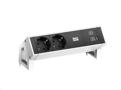 Bachmann DESK 2 - 2x Steckdose mit USB-C / USB-A Charger (902.932), weiß