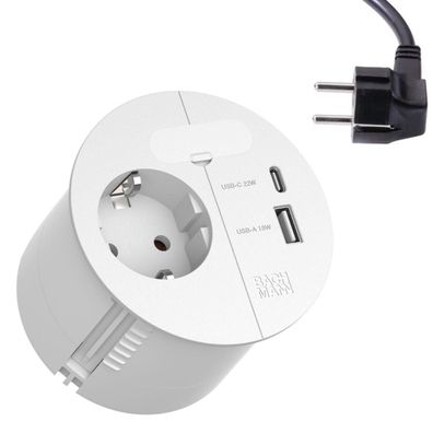 Bachmann LOOP IN CHARGE Einbausteckdose mit USB A/C Charger mit Winkelstecker, w