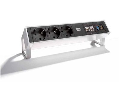 Bachmann DESK 2 3x Steckdose 2x CAT6 1x USB-A 1x HDMI weiß (902.302)
