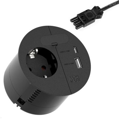Bachmann LOOP IN CHARGE Einbausteckdose mit USB A/C Charger mit GST18 Stecker, s