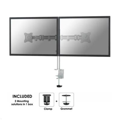 Neomounts Select NM-D135D Dual-Monitor Tischhalter schwenkbar bis 27Zoll, silber
