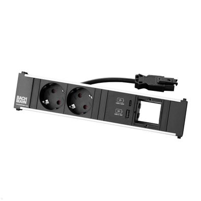 Bachmann CONI 4-fach Steckdoseneinheit 2x Steckdose 1x USB A/C 1x CM (912.08730)