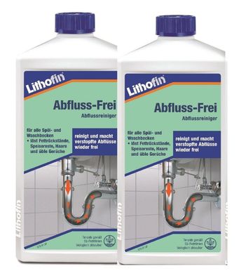 Lithofin Abfluss-Frei Abflussreiniger 2 x 1 Liter