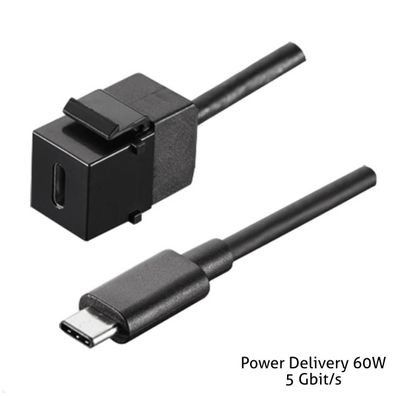 Bachmann Keystone USB-C 3.1 PD 60W Buchse mit Kabel 0,5m Stecker (917.1212)