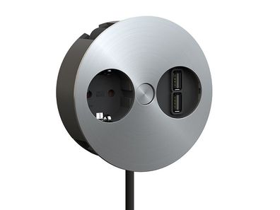 Bachmann Twist 1x Steckdose, USB-Charger (931.033) Chrom matt