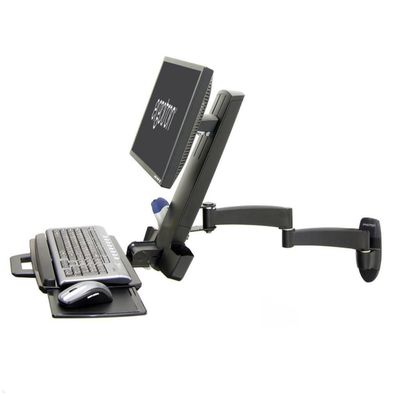 Ergotron Serie 200 Combo schwenkbarer Monitor Wandhalter mit Tastaturablage (45