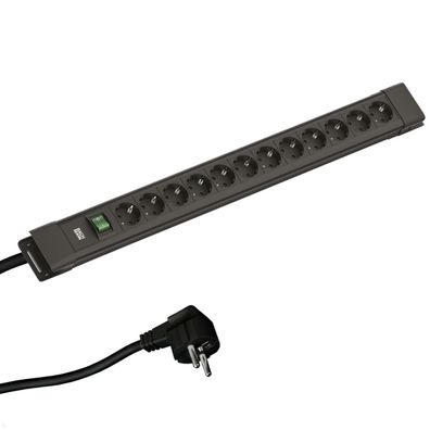 Bachmann Connectus 12x Steckdose, 1x Schalter, 2m Zuleitung, schwarz (BM005908)