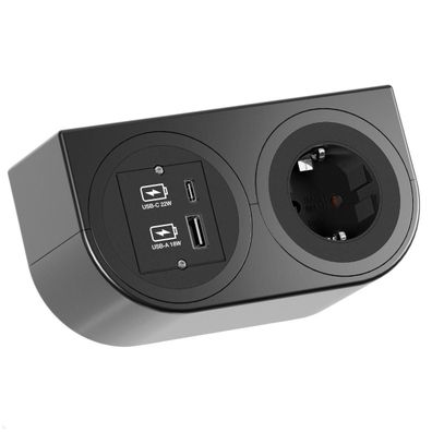 Bachmann PIX HOLDER DOUBLE Steckdose für Möbel mit 1x CEE7/3, 1x USB A/C charger