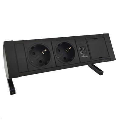 EVOline DockSquare 2-fach Steckdose USB-A/C, Leermodul und Befestigungszwingen