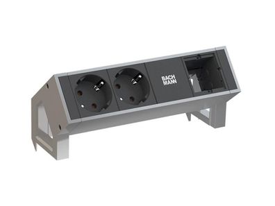 Bachmann DESK 2 2x Steckdose 1x Custom (902.403) Inox