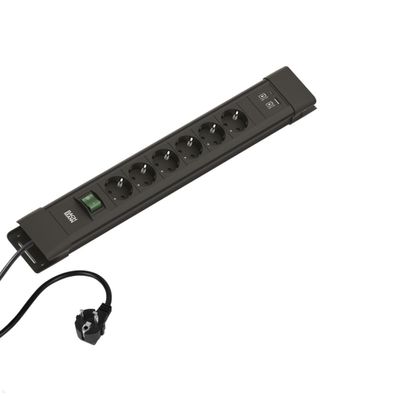 Bachmann Connectus 6x Steckdose CEE7/3, 1x USB A/C, 1x Schalter, schwarz (BM0059