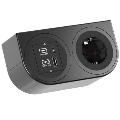 Bachmann PIX HOLDER DOUBLE Steckdose für Möbel mit 1x CEE7/3, 1x USB A/C charger
