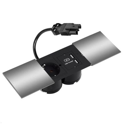 Bachmann DUE Steckdose, USB-Charger A/A, Deckel, Edelstahl (929.040DE)