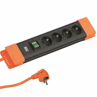 Bachmann Connectus 4x Steckdose, 1x Schalter, 2m Zuleitung, schwarz/orange (BM00