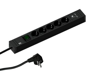 Bachmann Connect LINE 5-fach Steckdosenleiste mit USB-Charger A/A und Schalter (