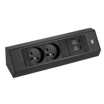 Bachmann CASIA 2 2x FR Steckdose UTE 1x USB-Charger A/C (932.103) schwarz, kurz
