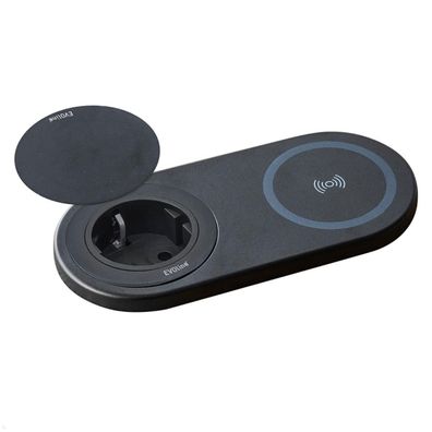 EVOline DisQ One Einbausteckdose mit Deckel, induktive Ladestation, schwarz